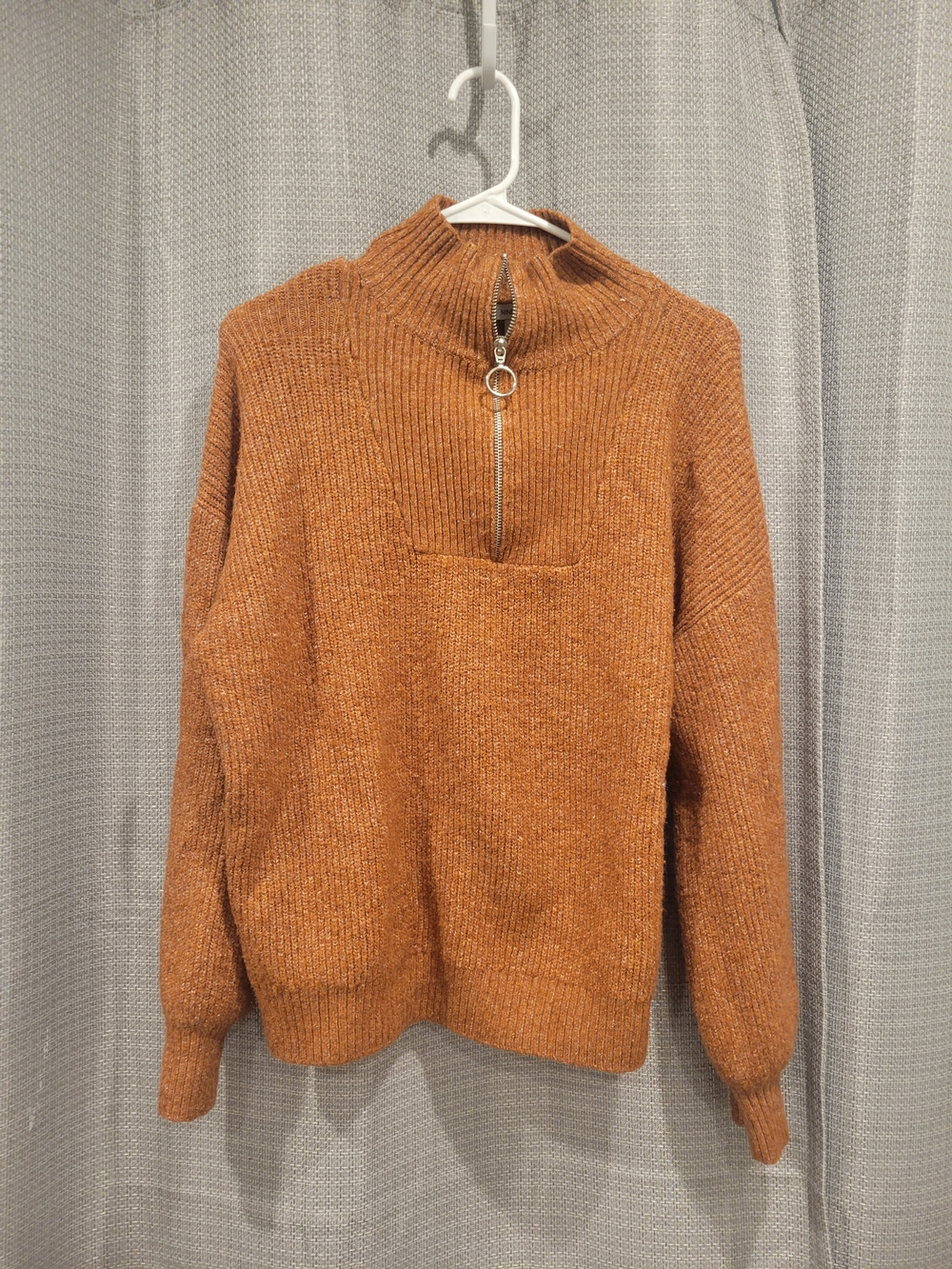 Nine West Rust Knit Half-Zip Sweater